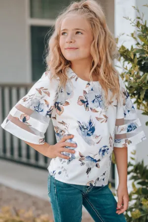 A Chic Tea Time Mesh Inset Blouse