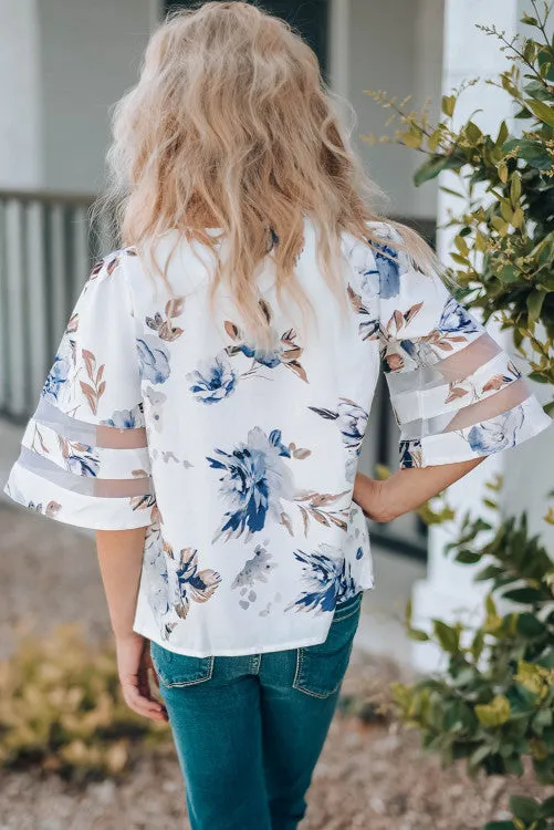 A Chic Tea Time Mesh Inset Blouse