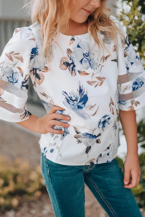 A Chic Tea Time Mesh Inset Blouse