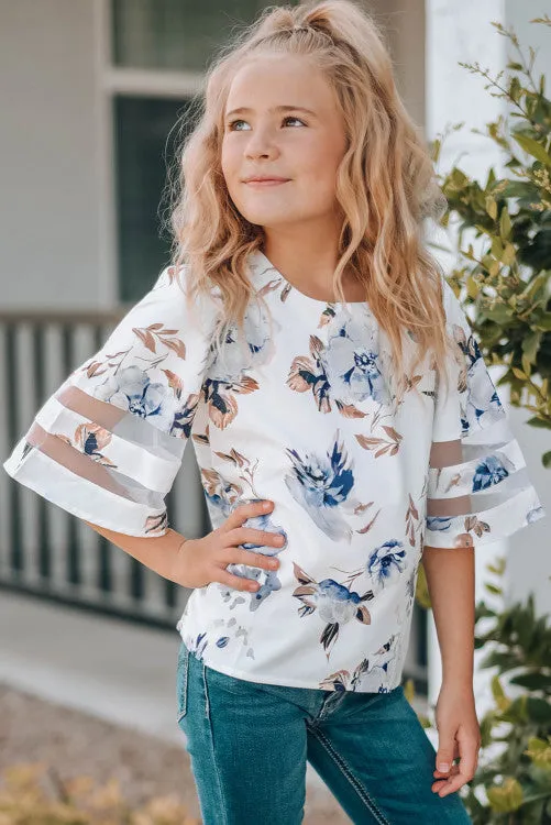 A Chic Tea Time Mesh Inset Blouse