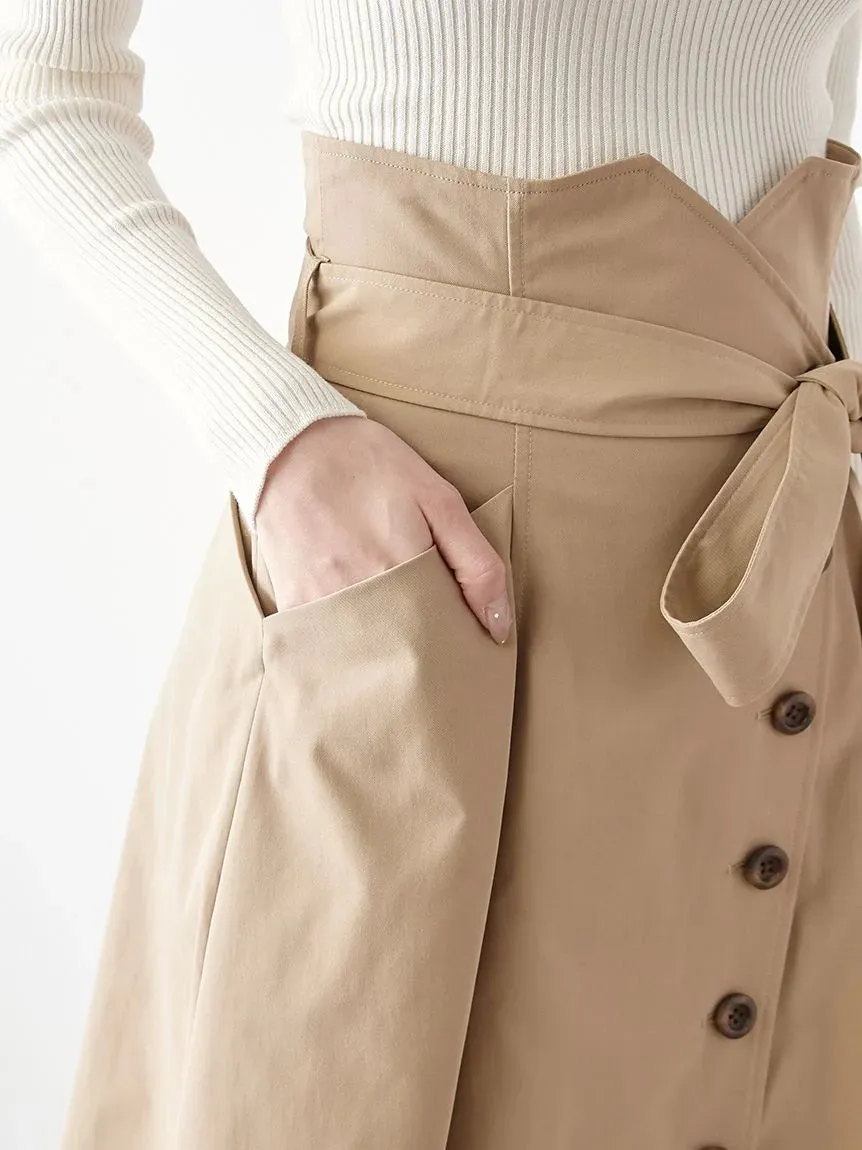 Asymmetrical High-Waisted Button-Up Midi Skirt