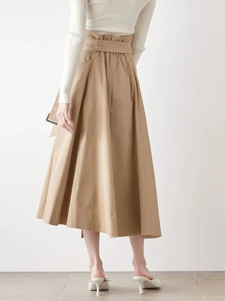 Asymmetrical High-Waisted Button-Up Midi Skirt
