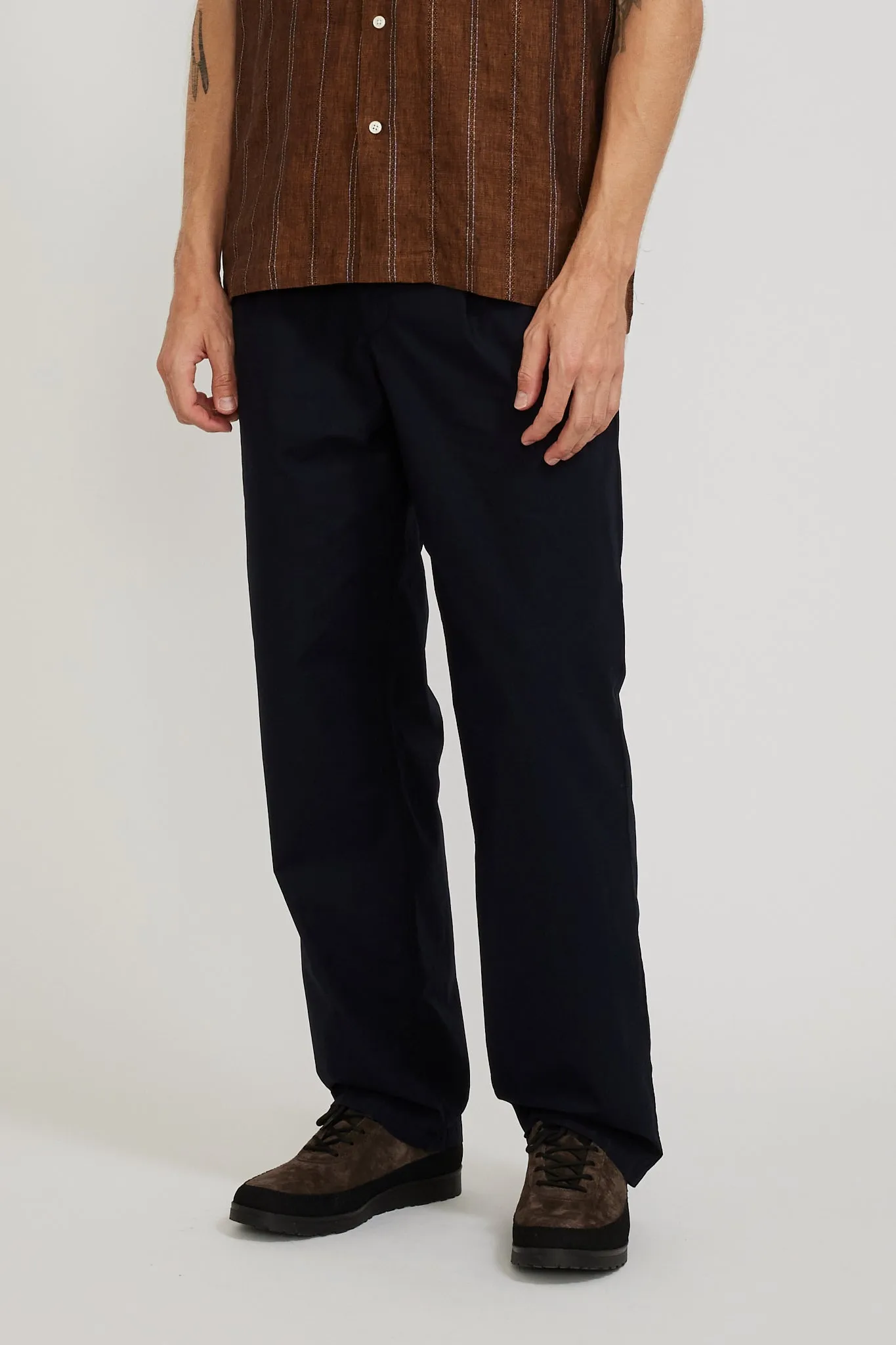 Benn Relaxed Typewriter Pleated Trouser Dark Navy