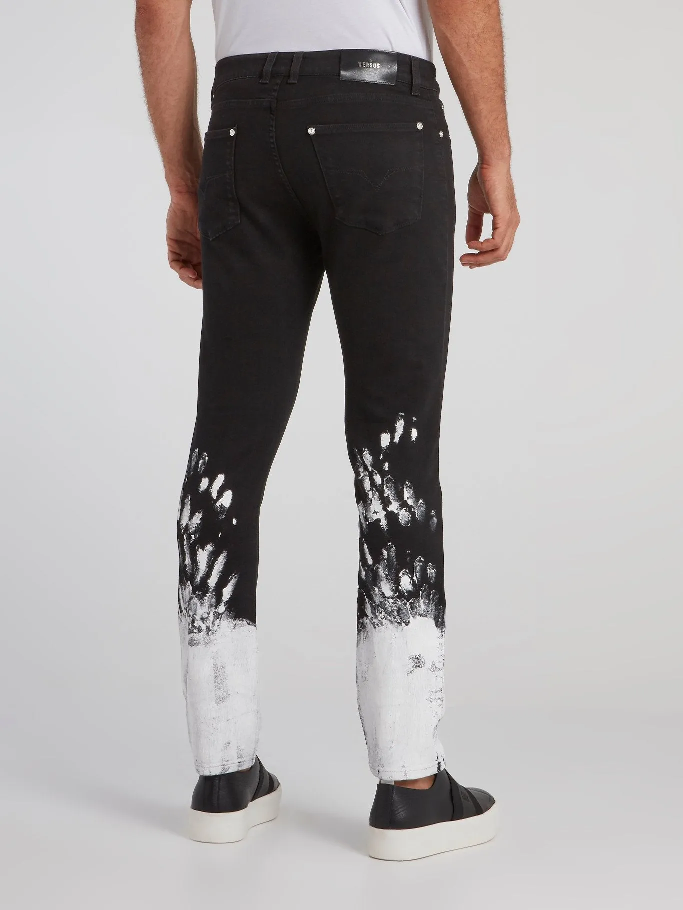 Black Contrast Paint Skinny Jeans