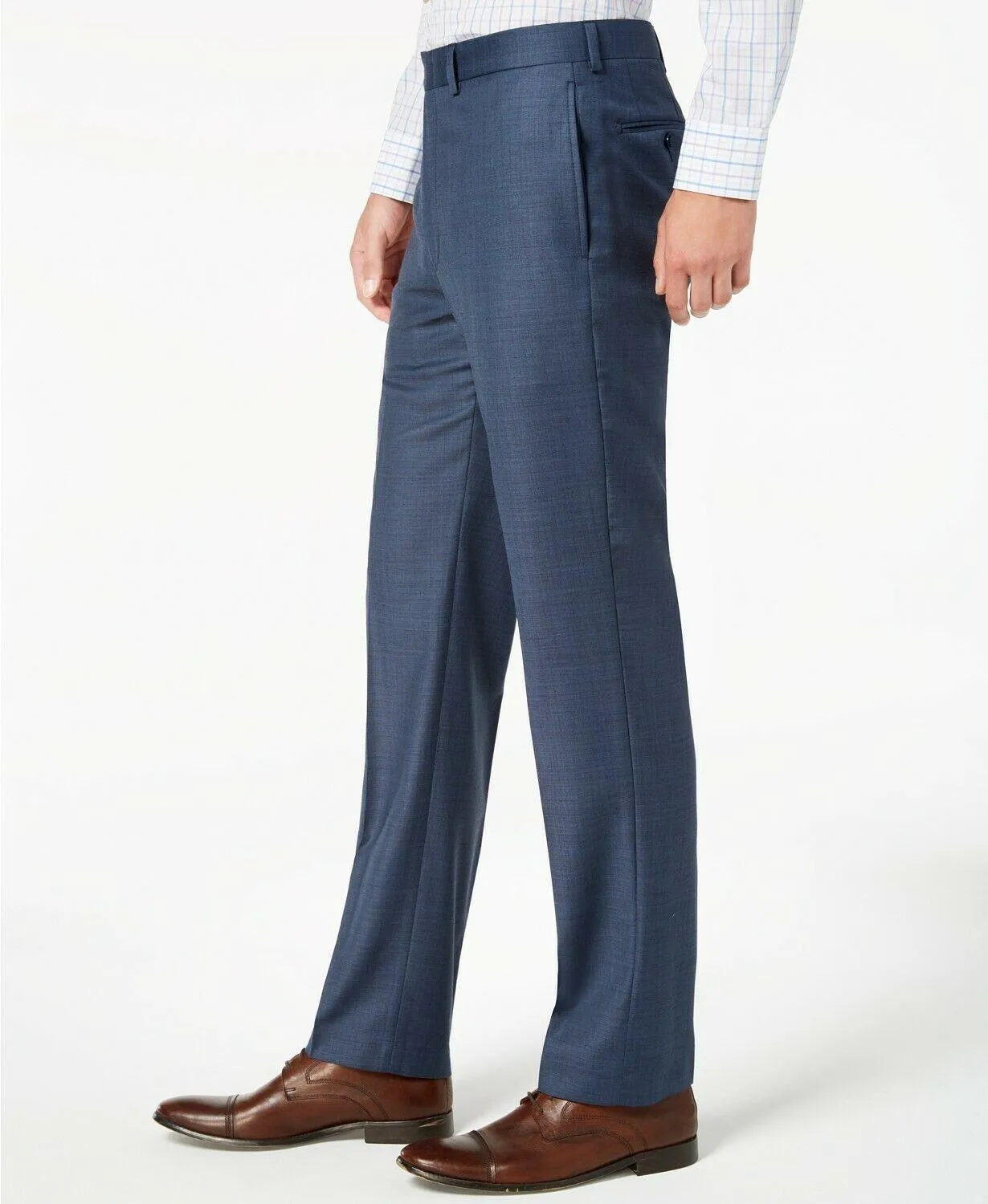 Calvin Klein Mens Slim fit Dress Pants 34 / 30 Blue Solid Stretch
