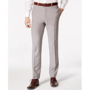 Calvin Klein Mens Slim fit Dress Pants 38 / 30 Grey Solid Stretch