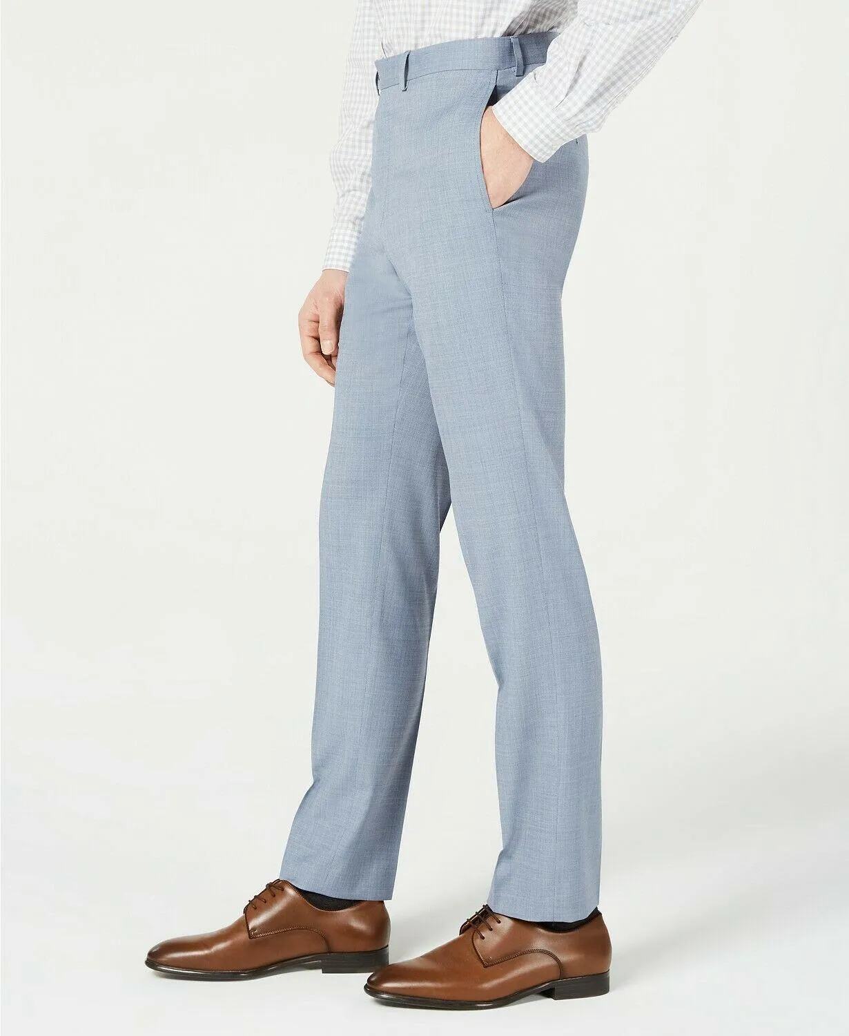 Calvin Klein Mens Slim fit Dress Pants 42 / 30 Blue Solid Stretch