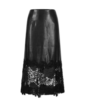 Chantira Vegan Leather Guipure Combo Skirt