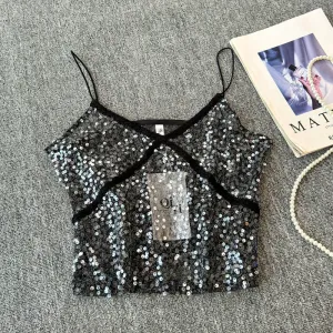 Chic Sequined Camisole Bottoming Top