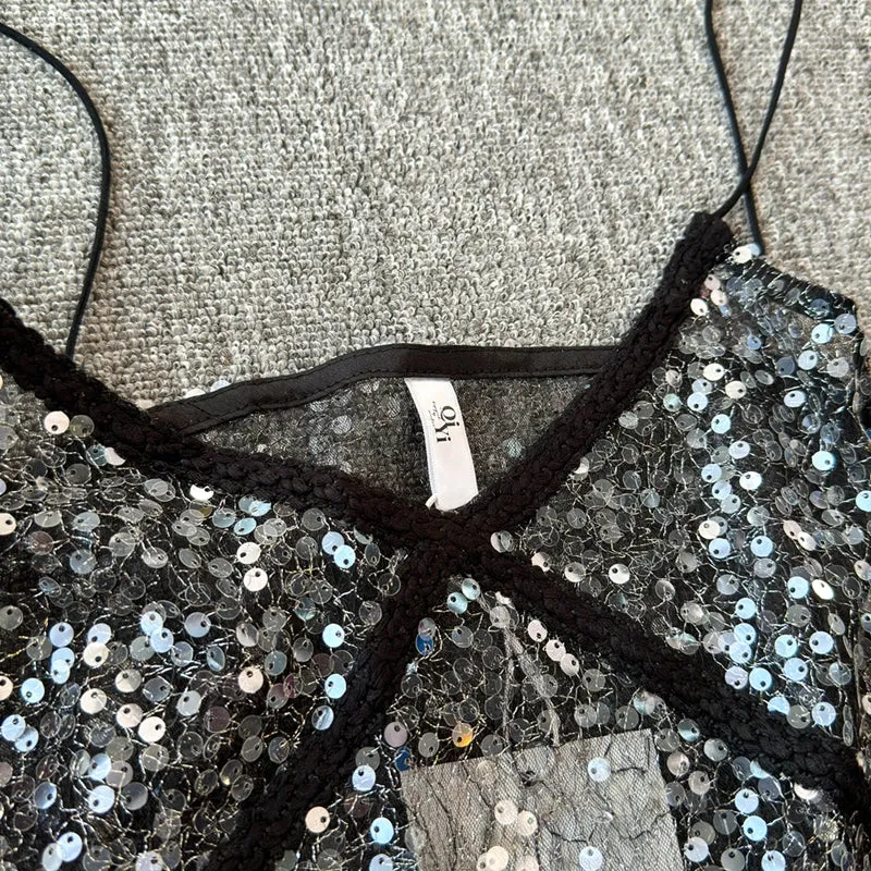 Chic Sequined Camisole Bottoming Top