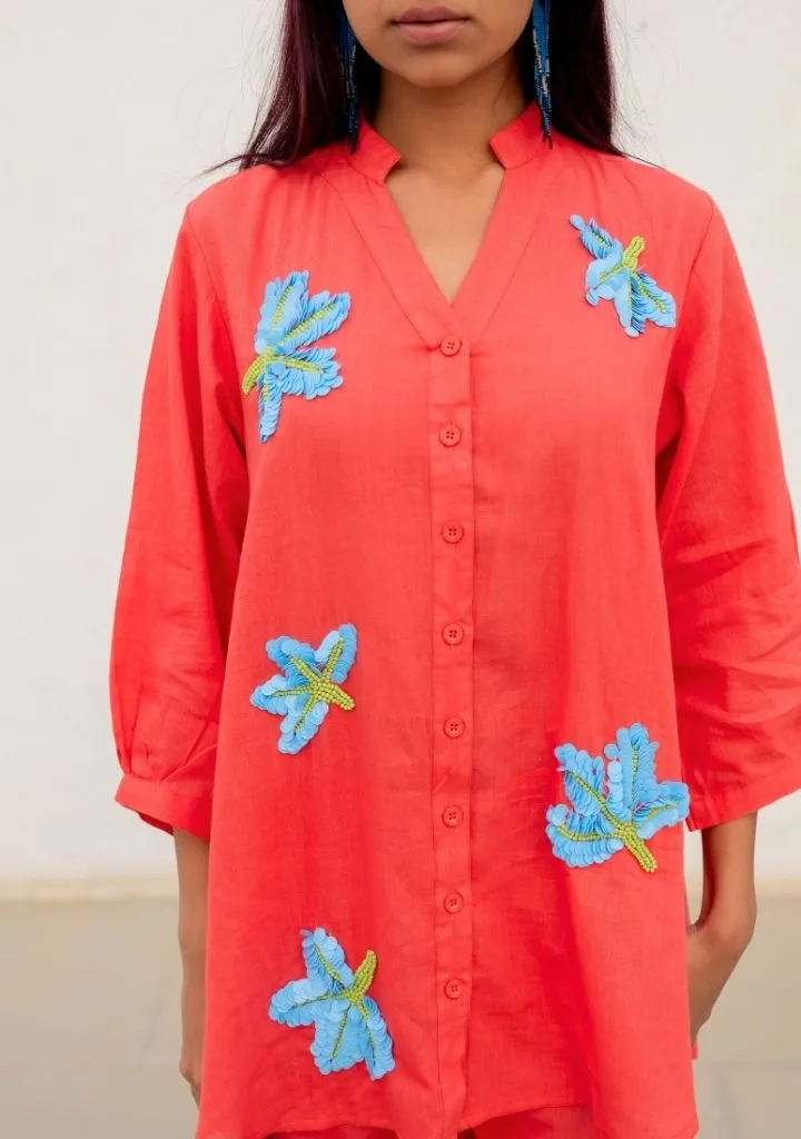 Coral Embroidered Set