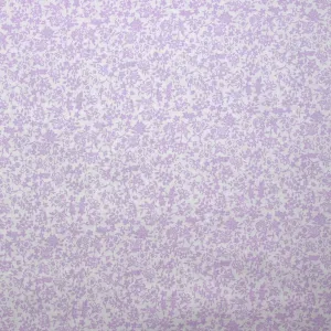 Coton imprimé fin fleurs Mirabelle violet fond blanc