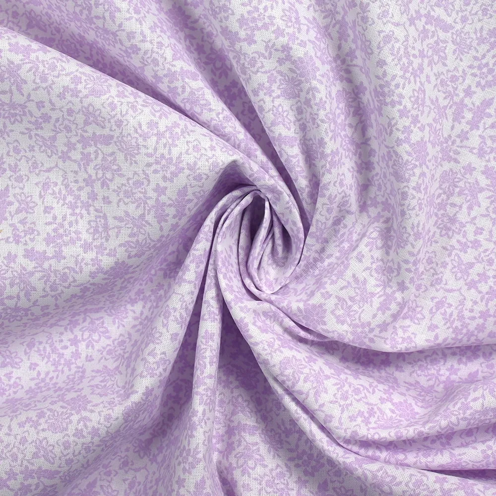 Coton imprimé fin fleurs Mirabelle violet fond blanc