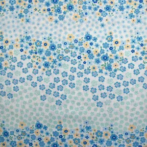 Coton imprimé fleurs Adèle bleu fond blanc