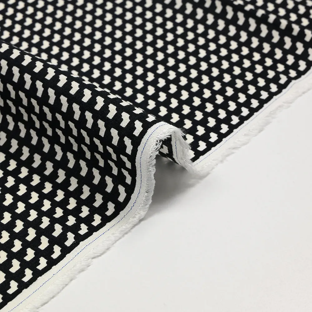 Crêpe viscose imprimée graphique mini blanc fond noir
