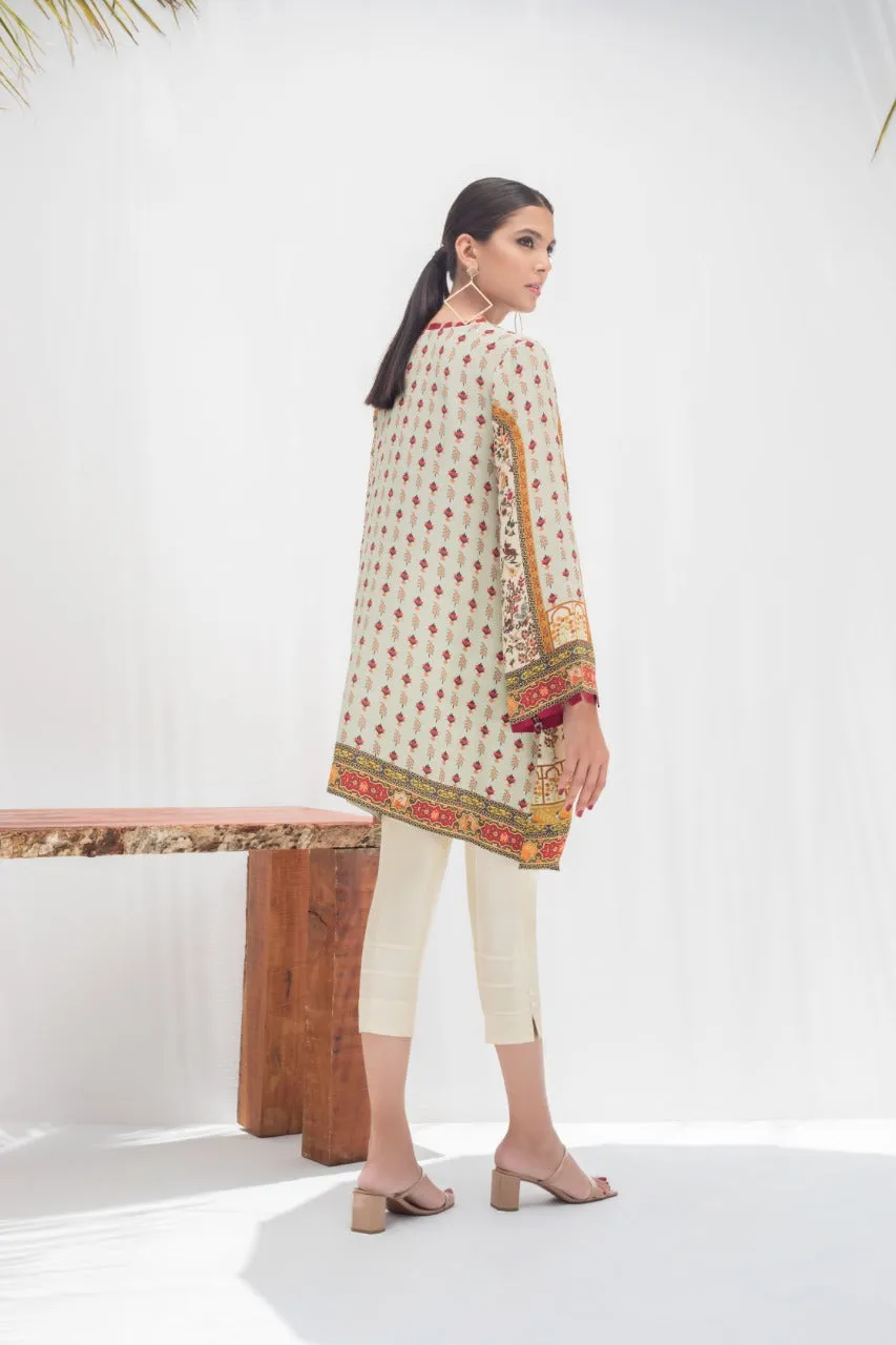 Digitally Printed Crepe Kurta With Crop Trousers