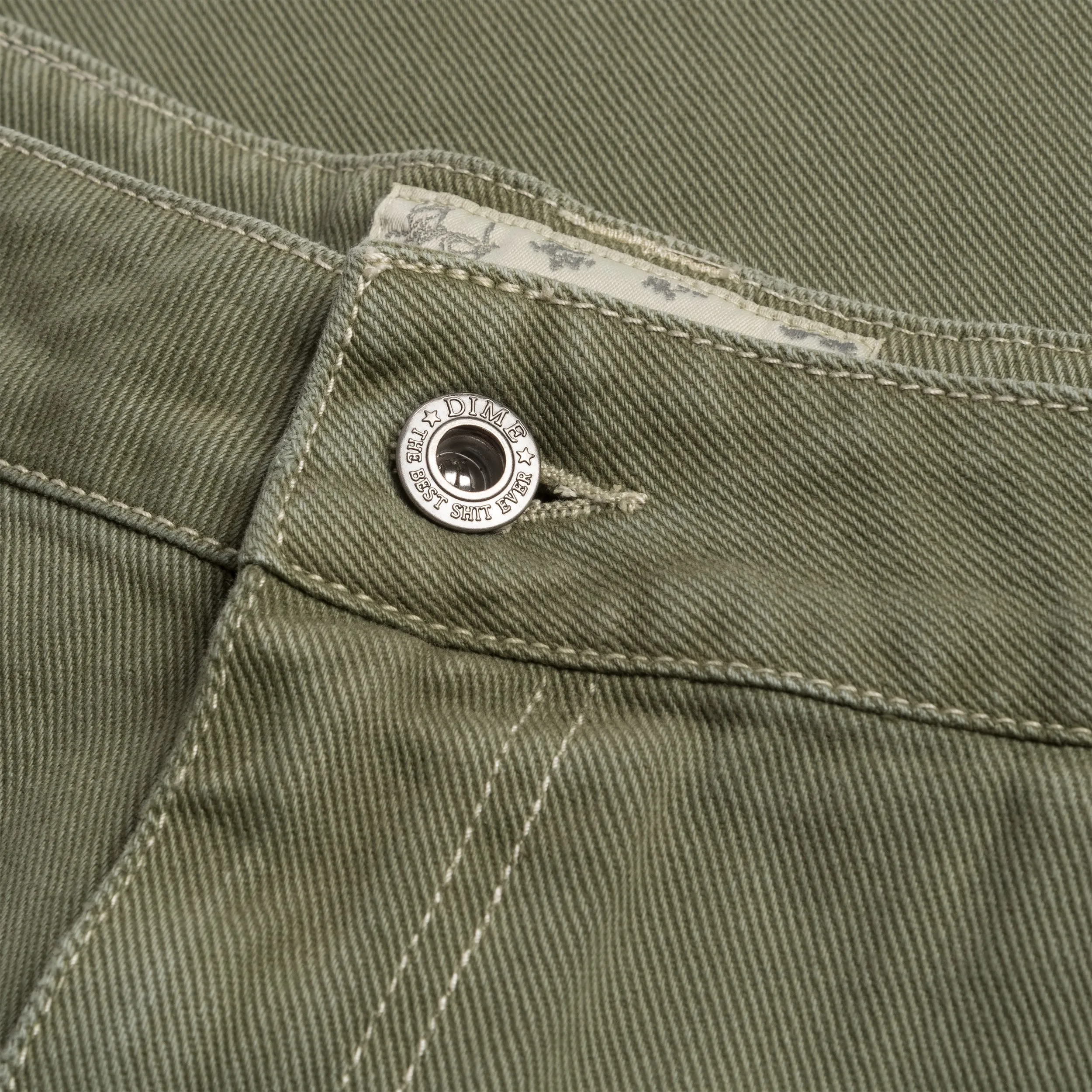 Dime - Classic Relaxed Denim Pants in Green Washed