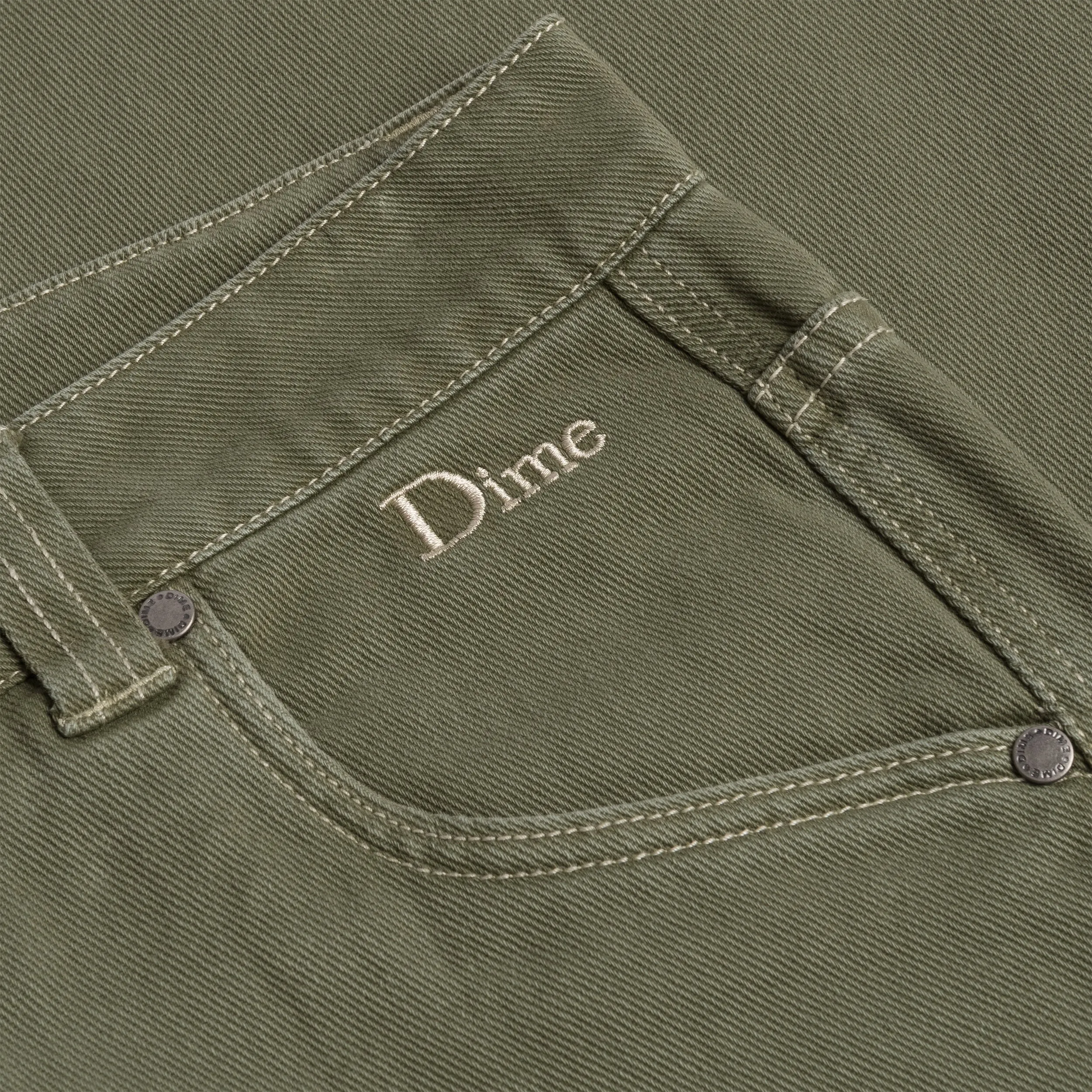 Dime - Classic Relaxed Denim Pants in Green Washed