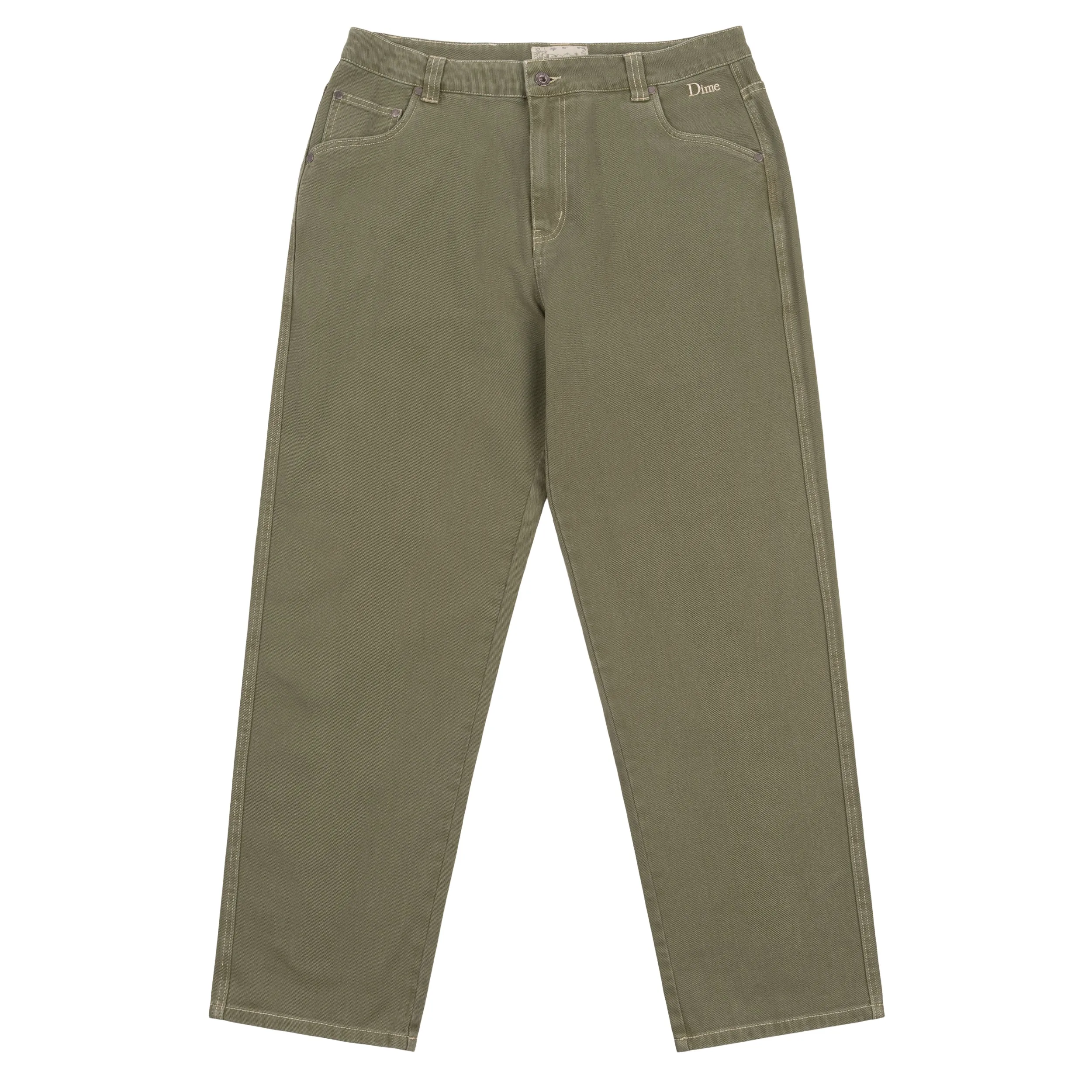 Dime - Classic Relaxed Denim Pants in Green Washed