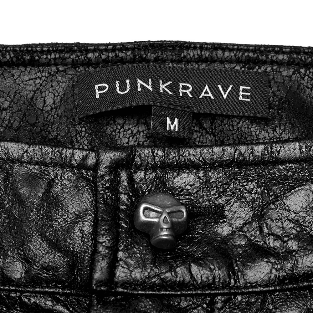 Edgy Black Faux Leather Spiked Goth Pants for Punk Fashion