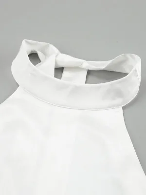 Elegant Backless Halter Top and High-Waisted Satin Skirt Set for Women