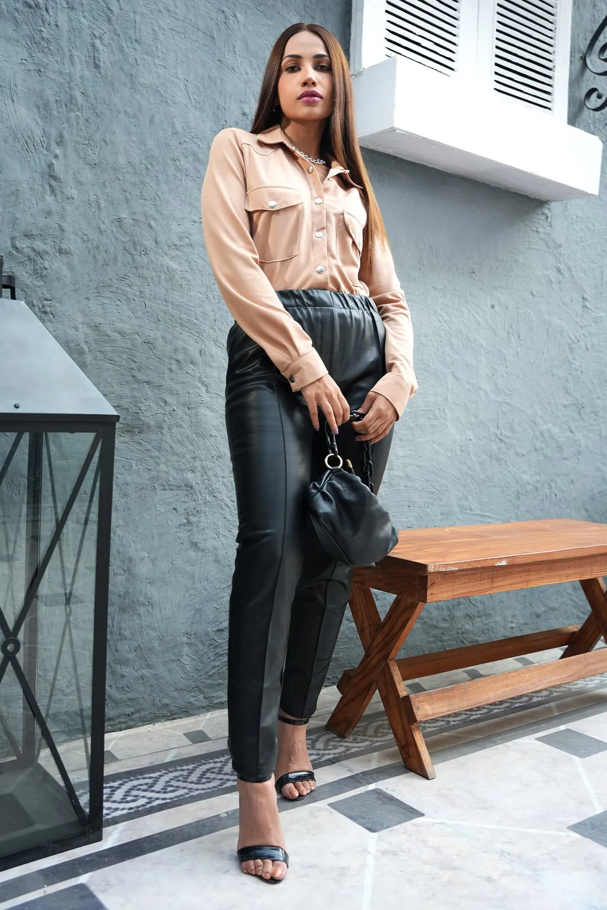 Faux Leather Straight Pant