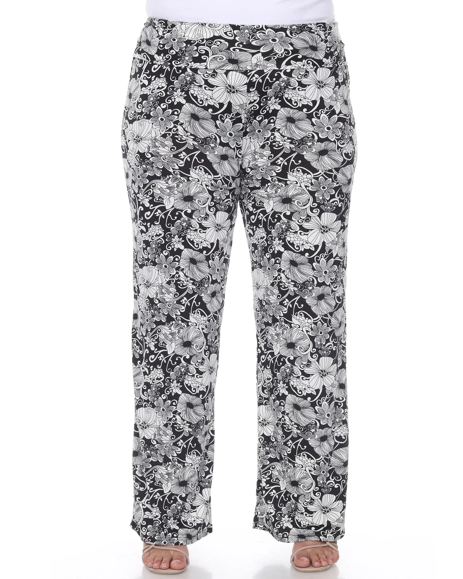 Floral Paisley Palazzo Pants | Black