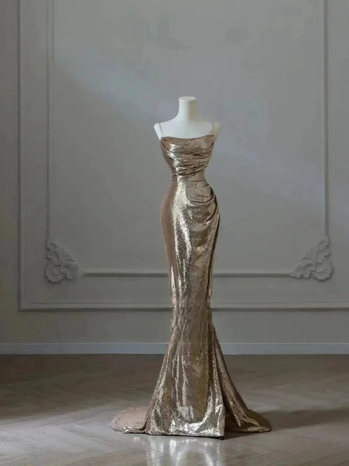 Flytonn- Metallic Gold Mermaid Dress