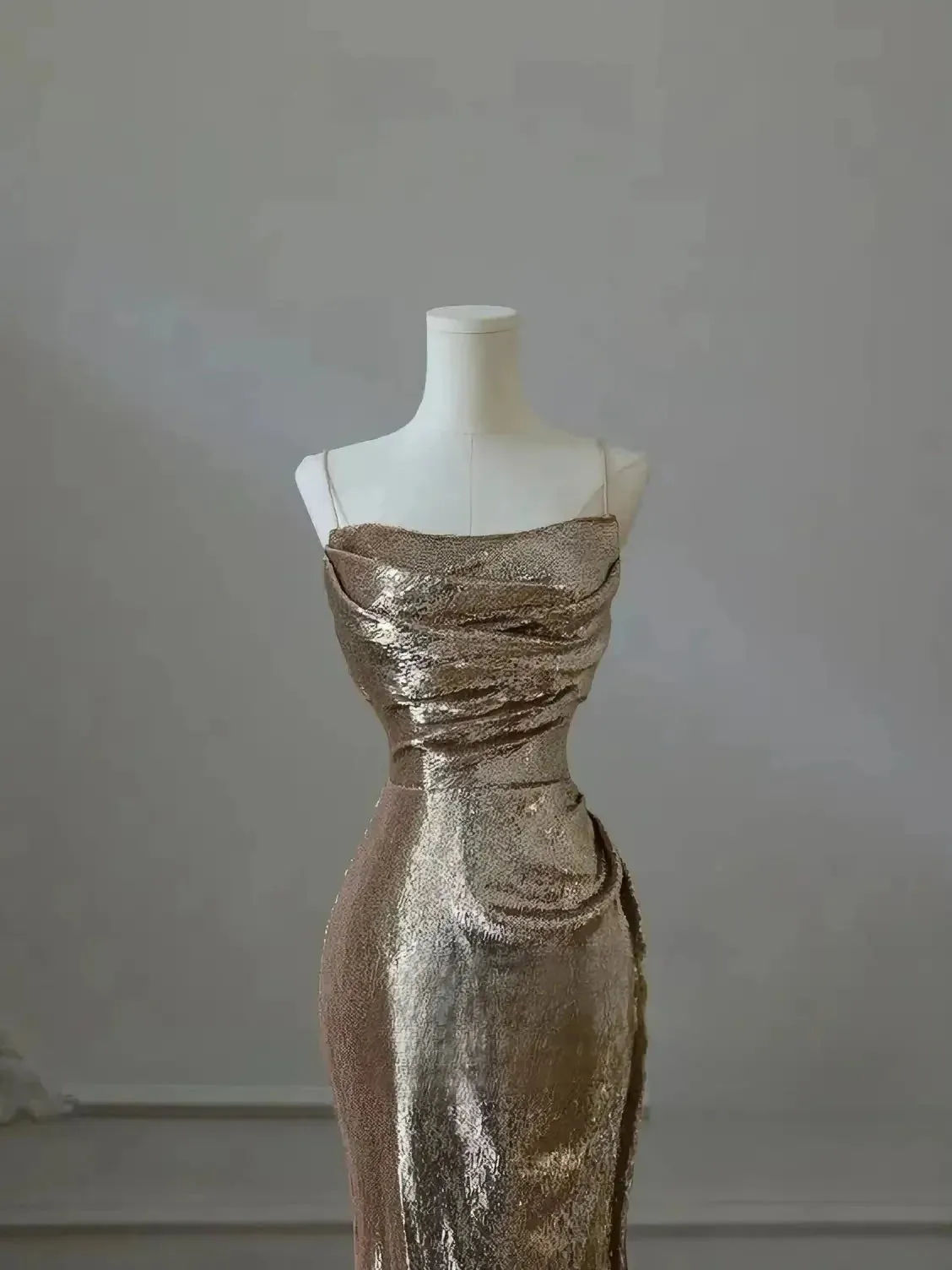 Flytonn- Metallic Gold Mermaid Dress