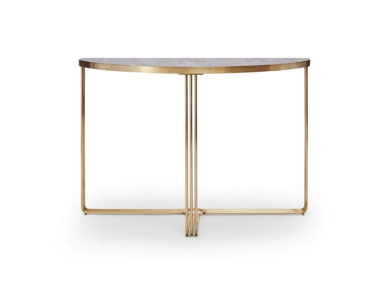 Gillmore Space Finn Collection Demi Lune Console Table with Brushed Brass Frame