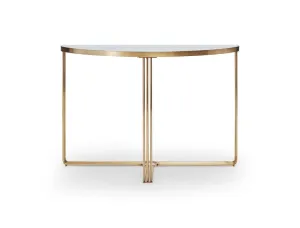 Gillmore Space Finn Collection Demi Lune Console Table with Brushed Brass Frame