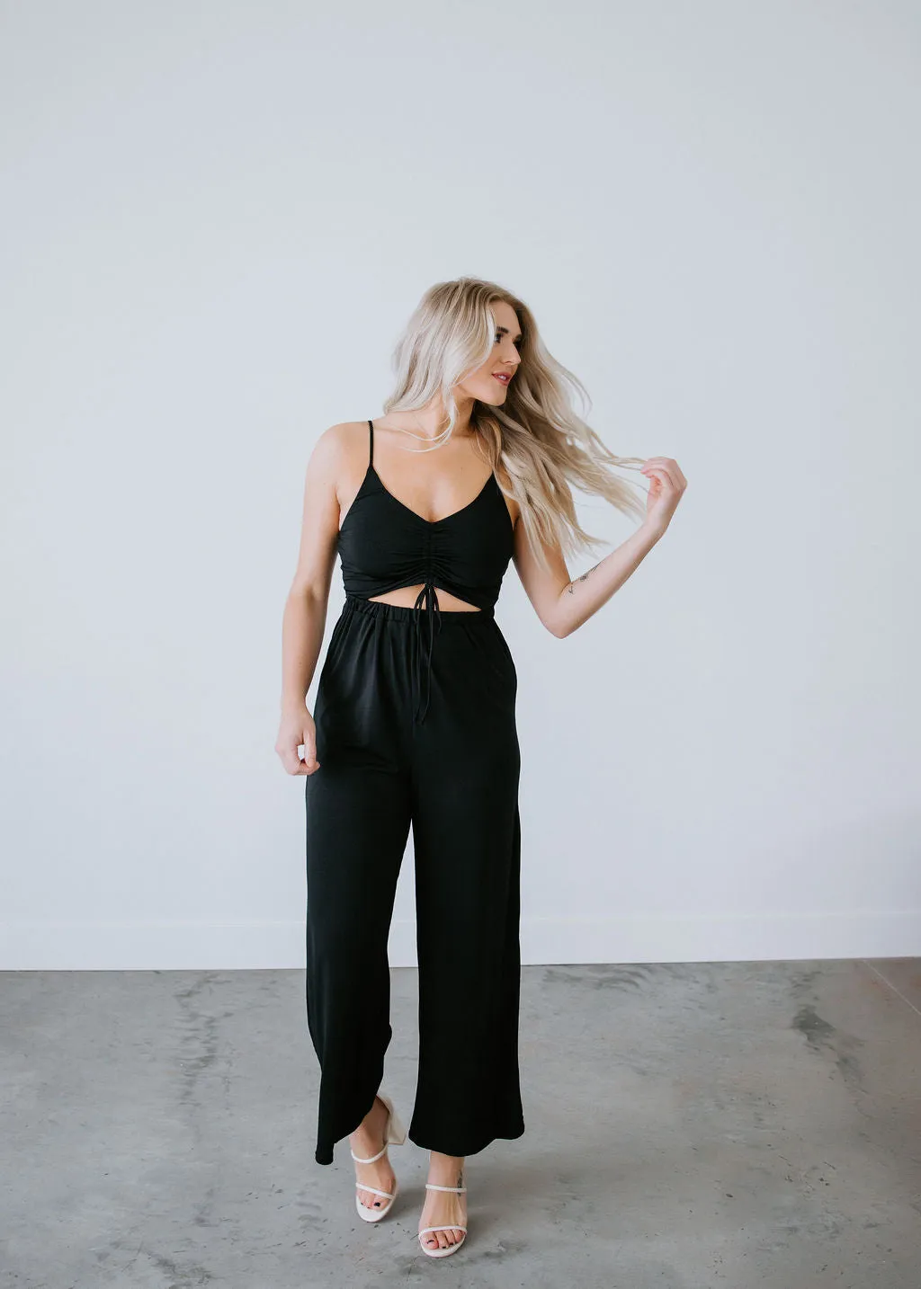 In A Ruched Jumpsuit