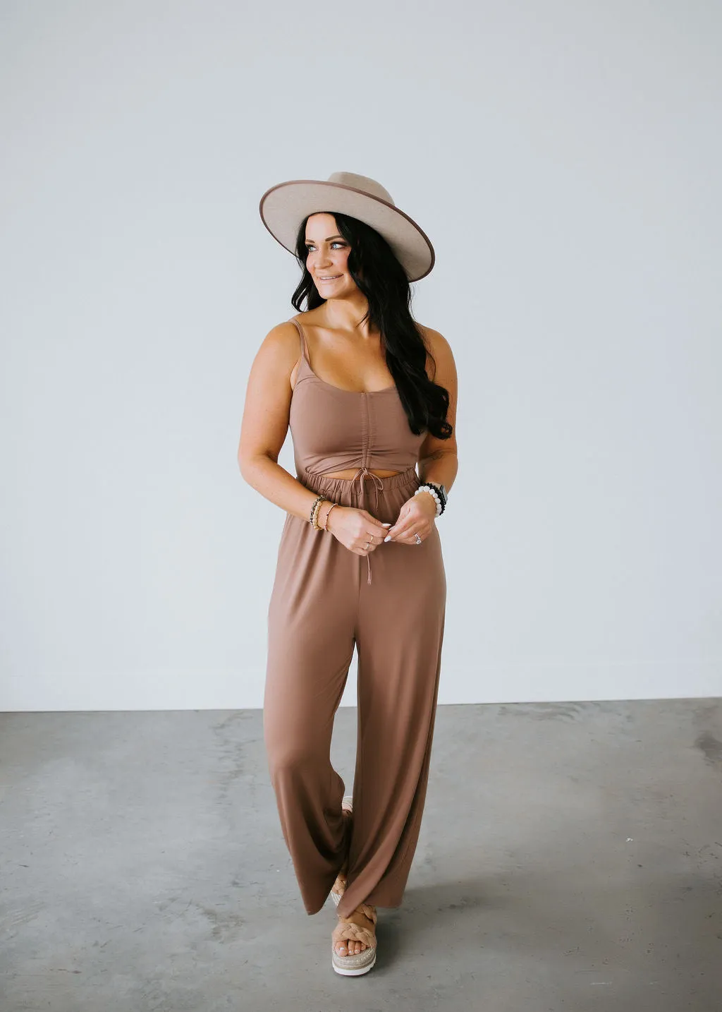 In A Ruched Jumpsuit