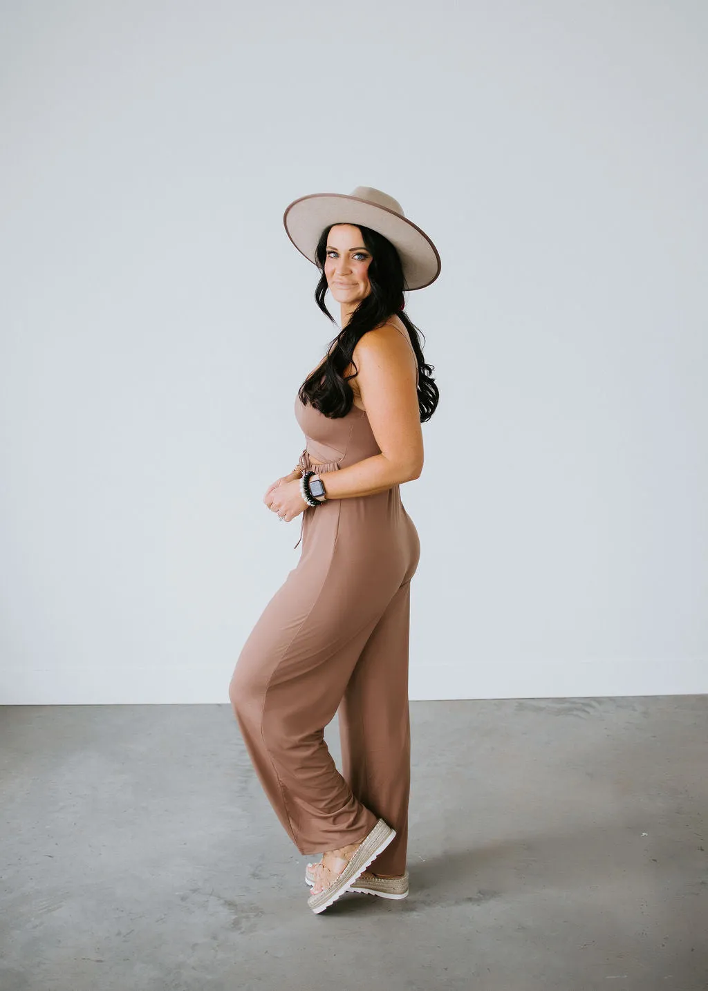 In A Ruched Jumpsuit