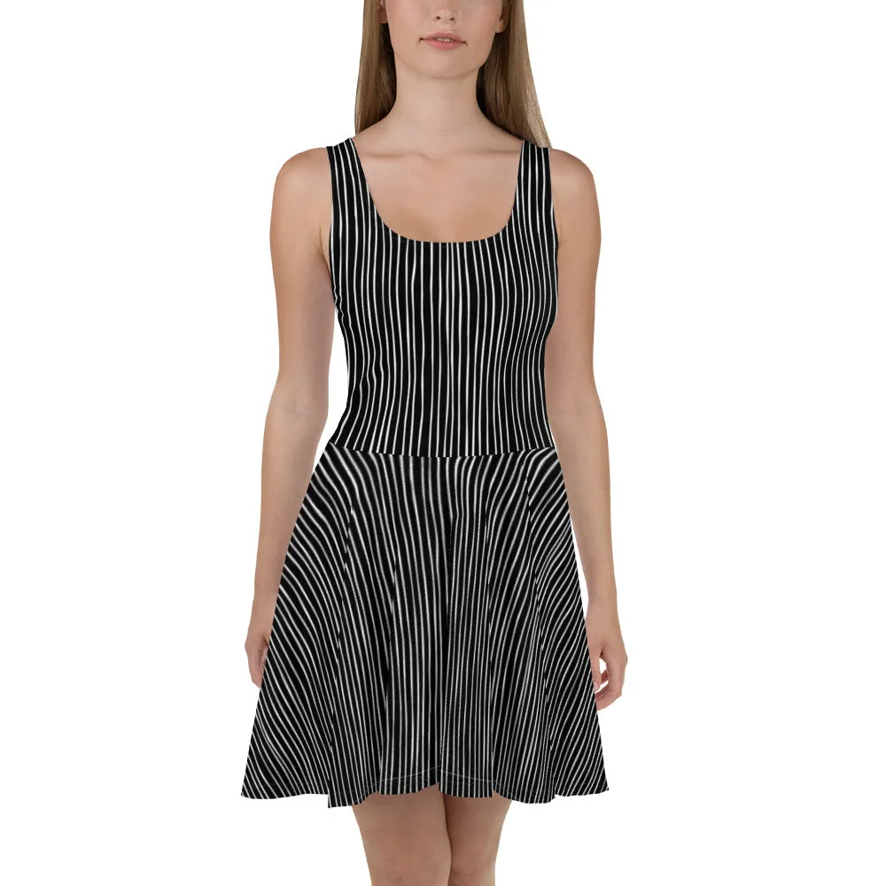 Jack Black And White Striped - Women's Skater Dress