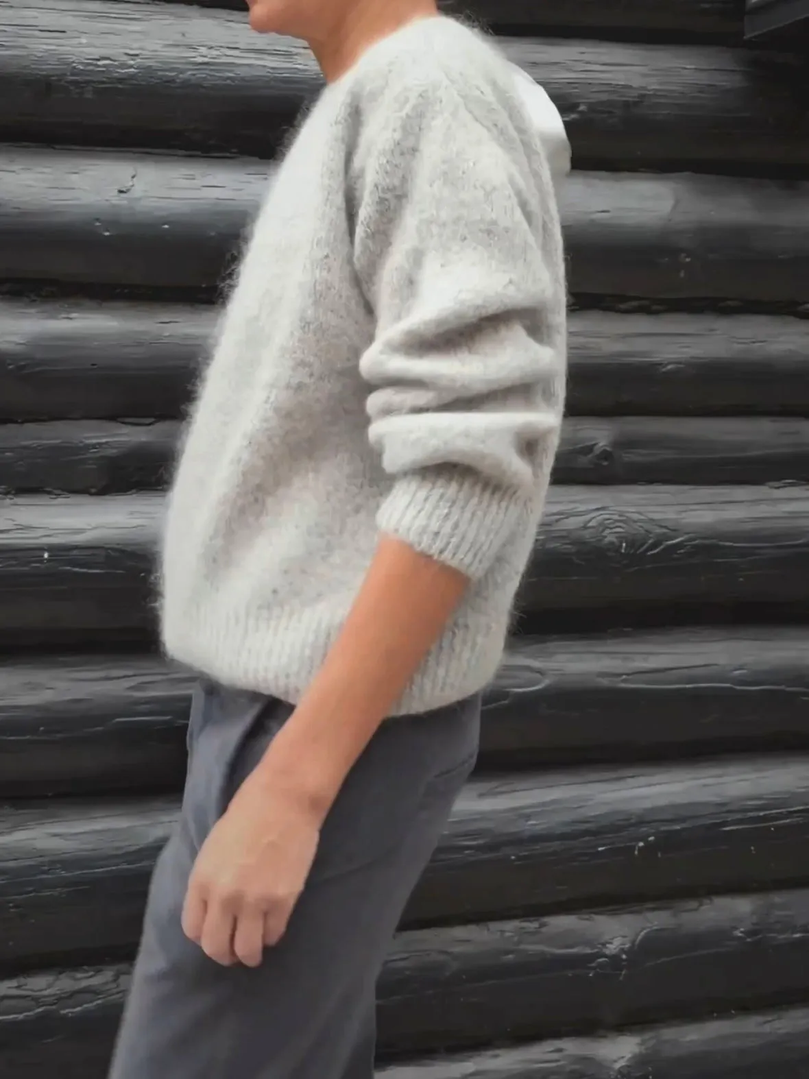 KNIT WITH WITH NECK BOW - LIGHT GREY