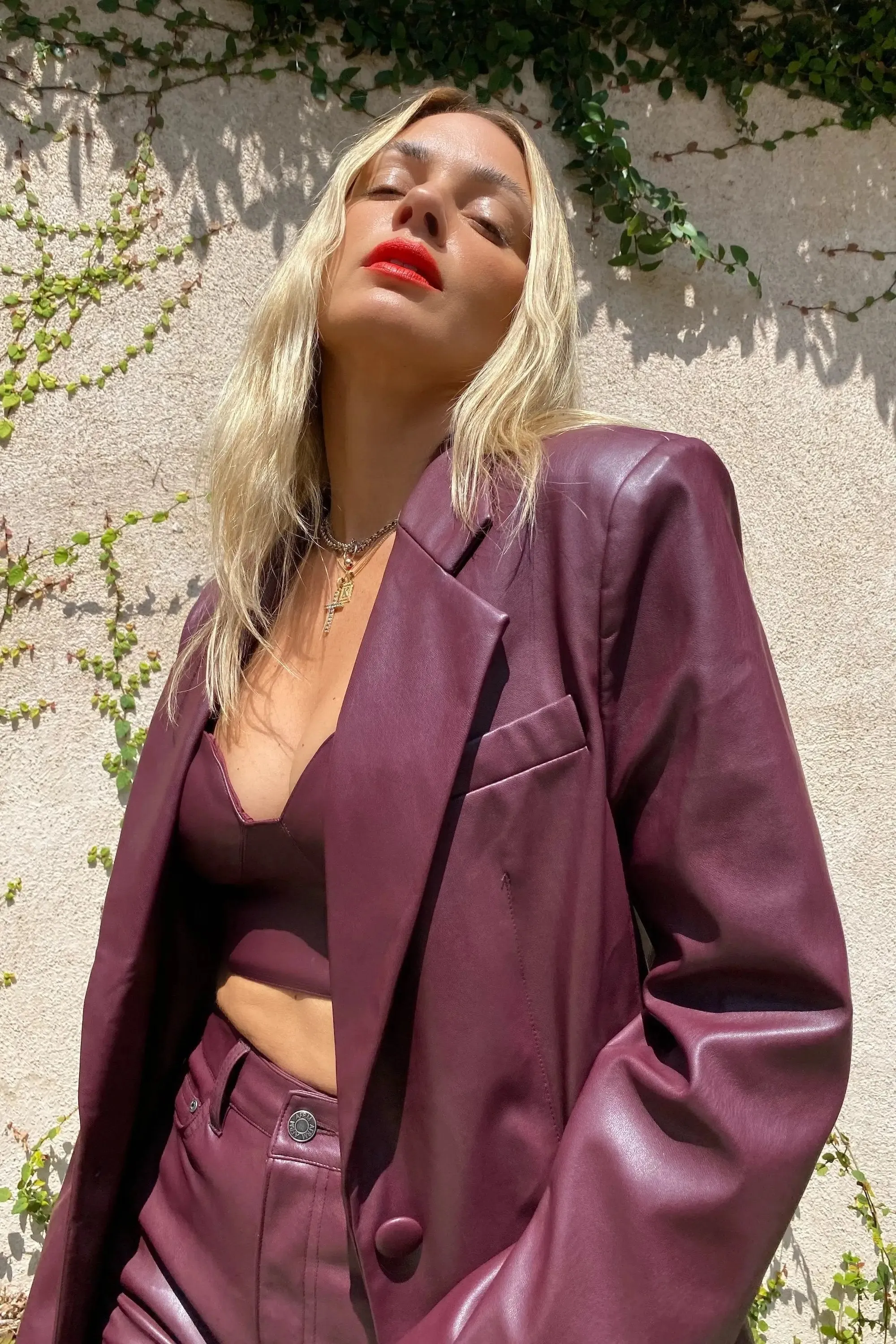 Koa Port Royale Purple Vegan Leather Crop Corset Bustier