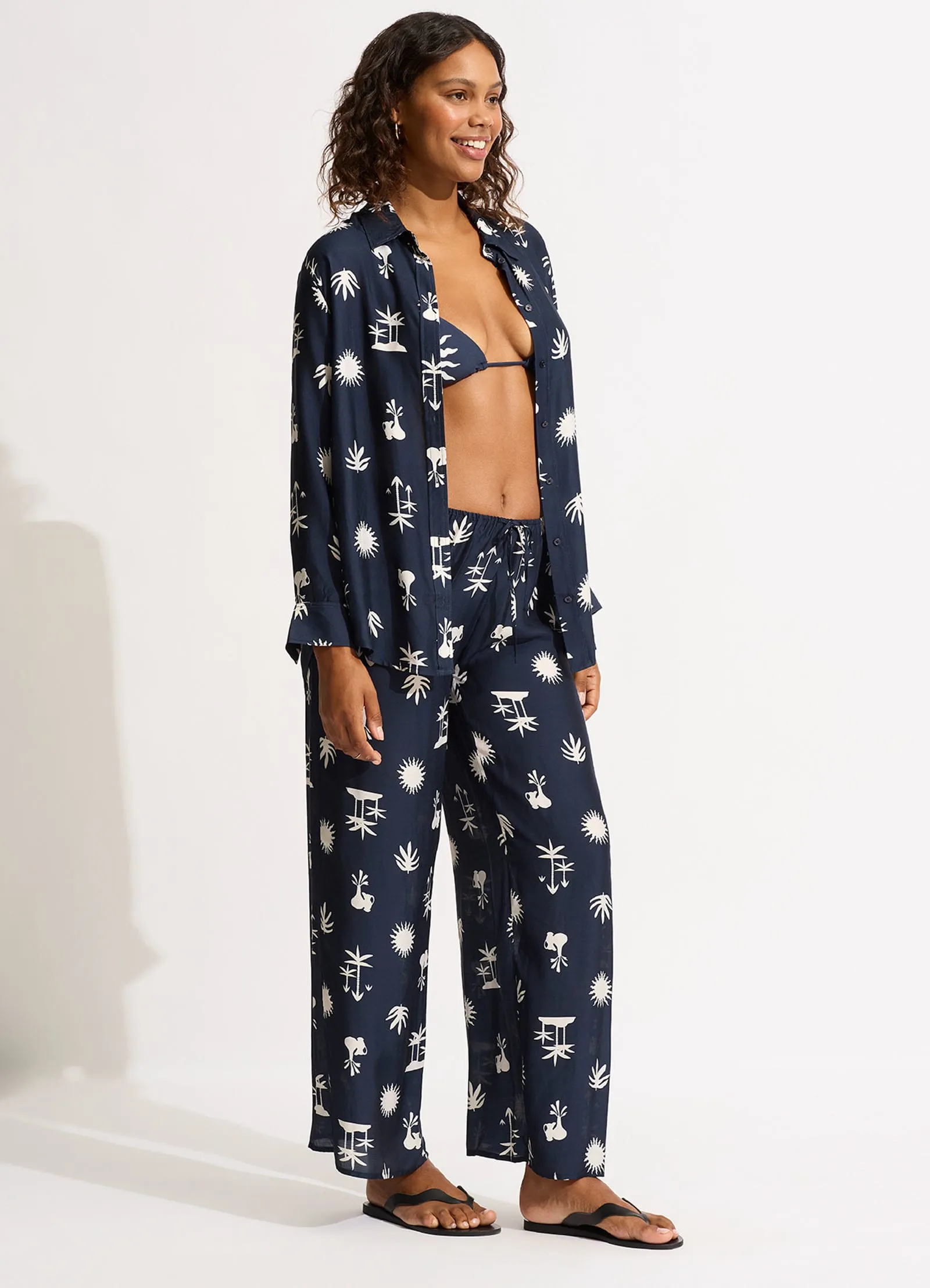 La Palma Silk Pant - True Navy