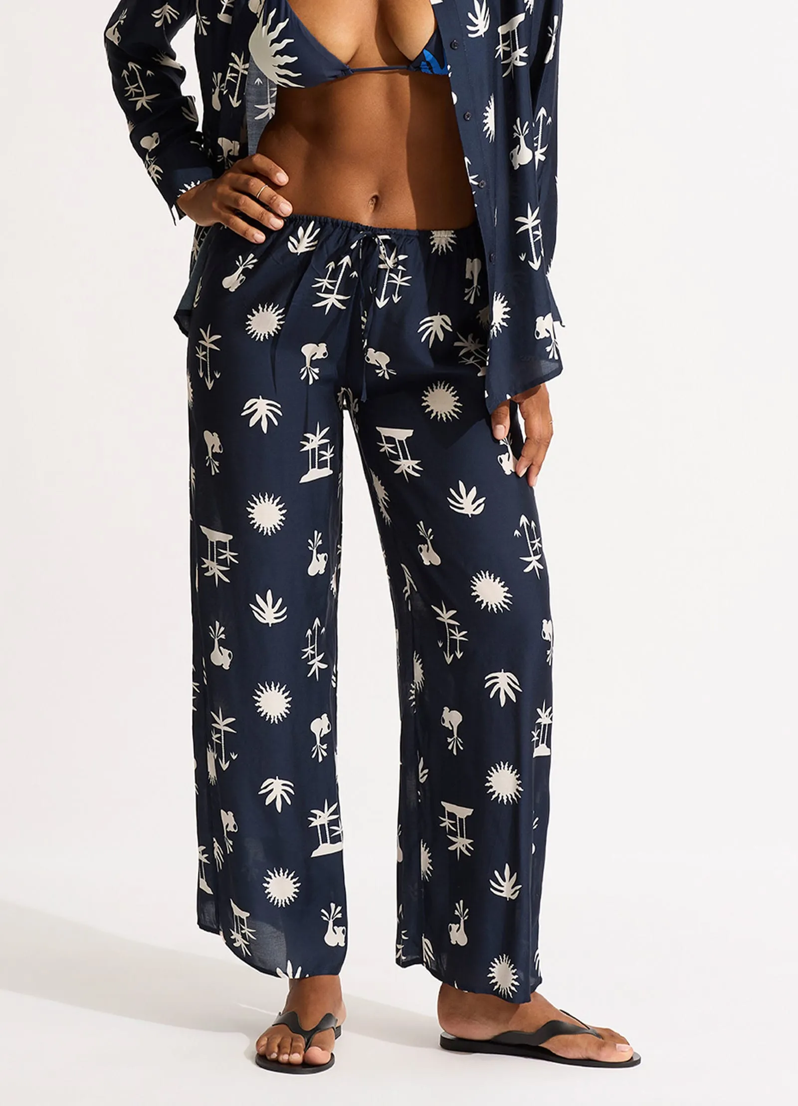La Palma Silk Pant - True Navy