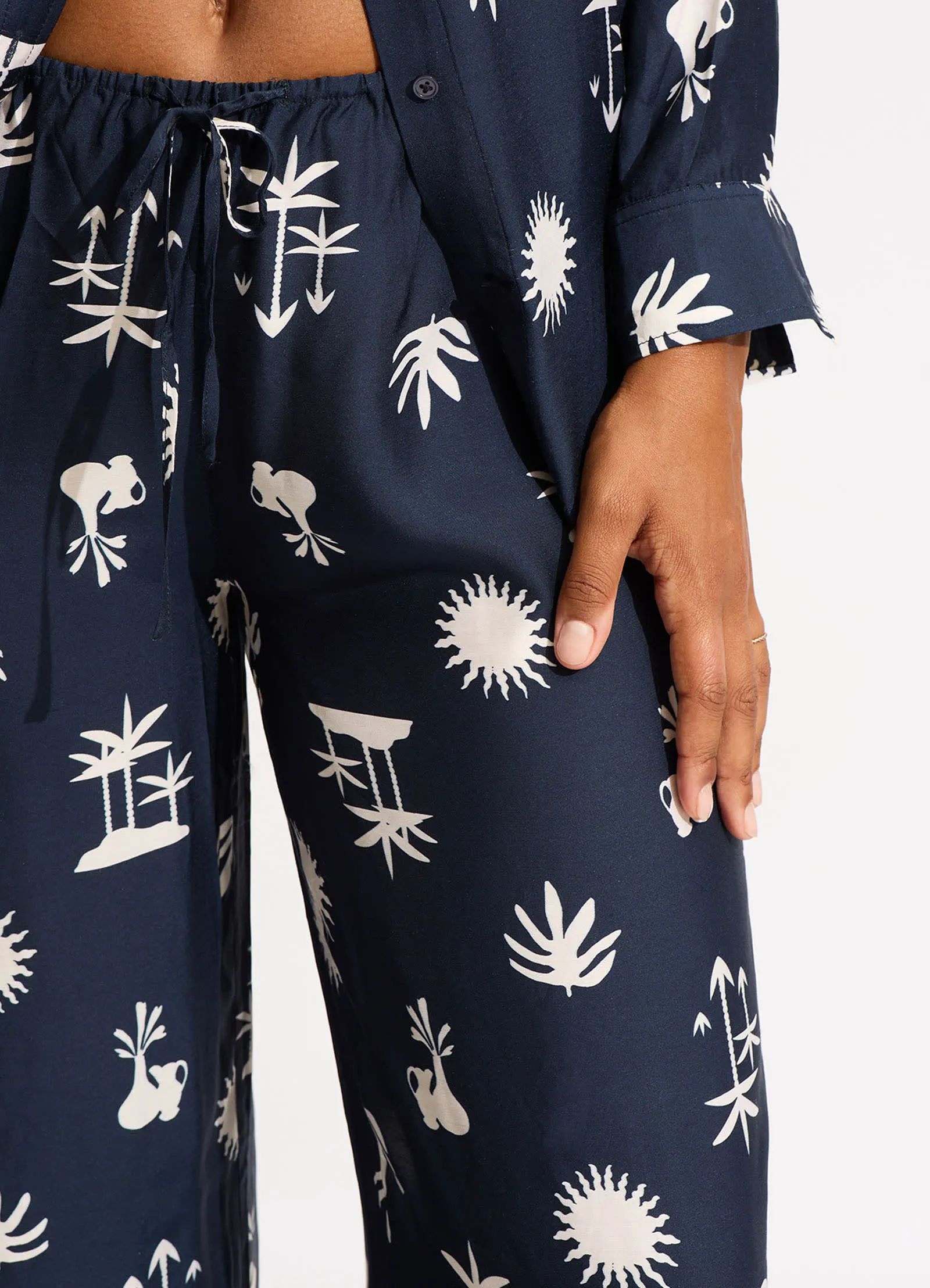 La Palma Silk Pant - True Navy