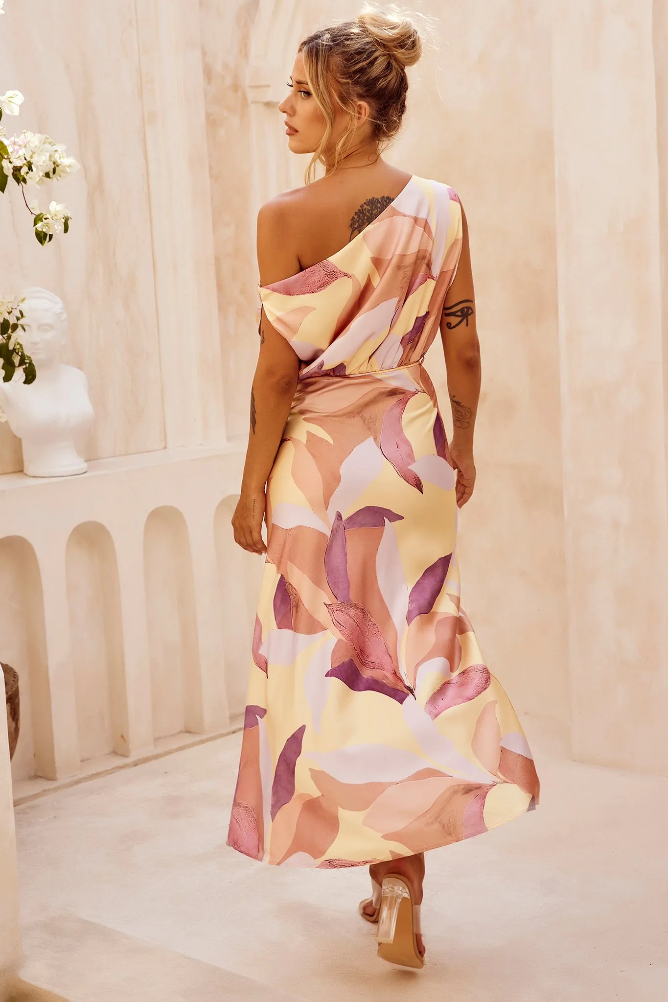 Late Matching Midi Dress - Rust Multi