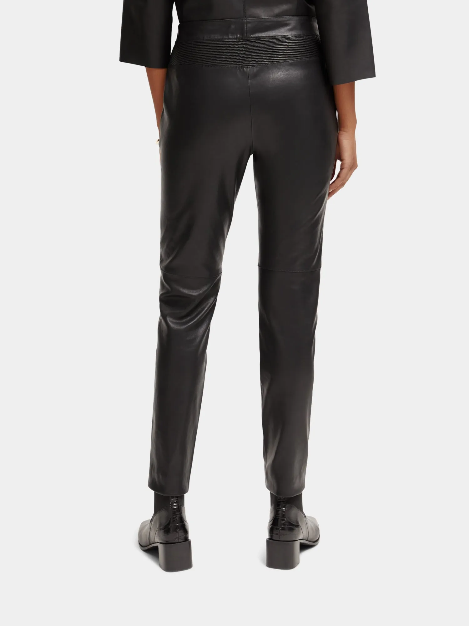 Leather mid-rise slim-fit biker pants