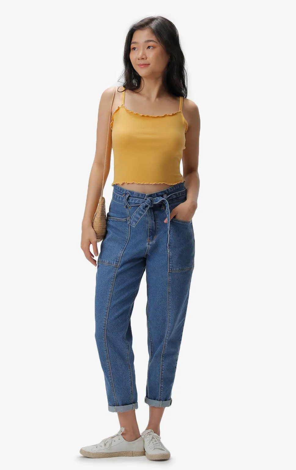 LETTUCE-EDGE CROPPED TANK TOP