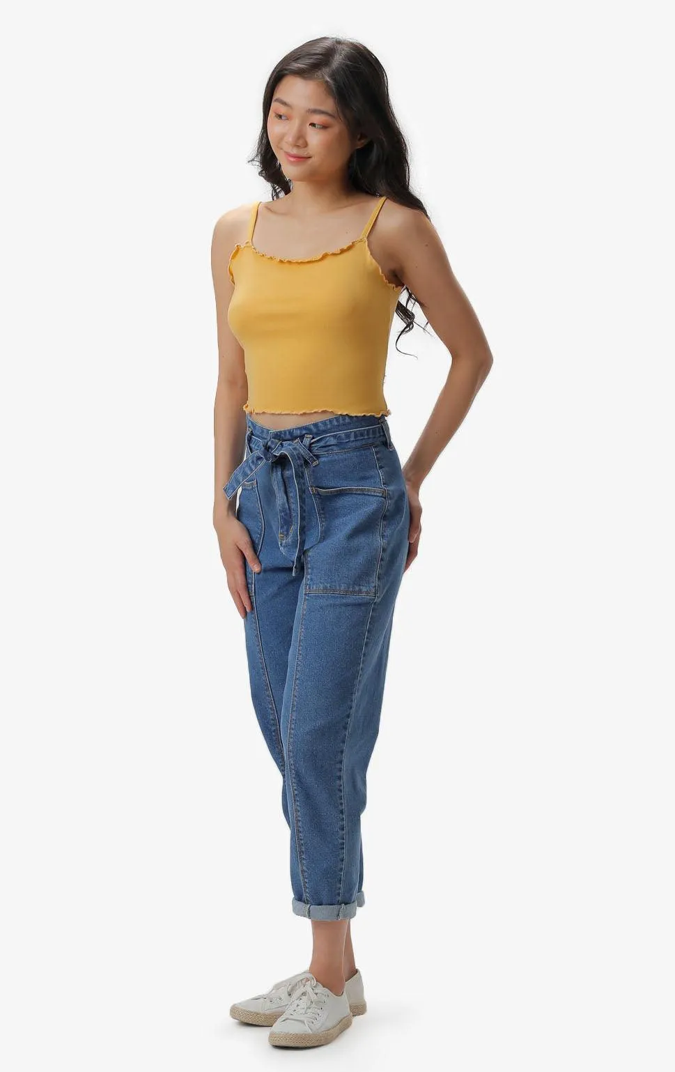 LETTUCE-EDGE CROPPED TANK TOP