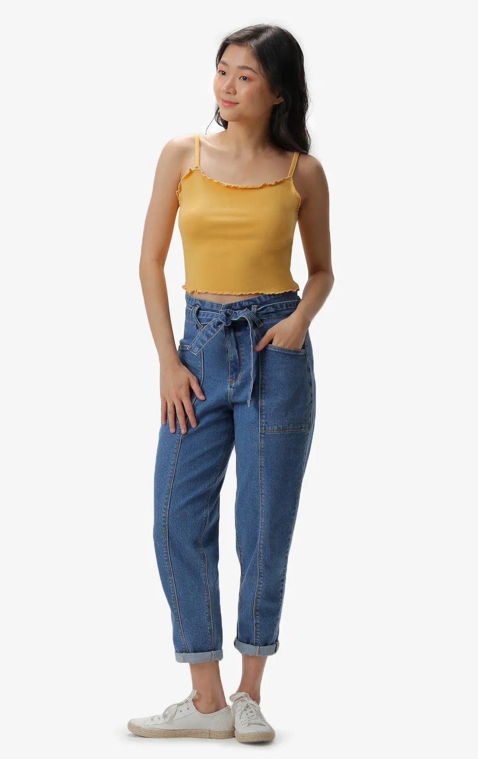 LETTUCE-EDGE CROPPED TANK TOP
