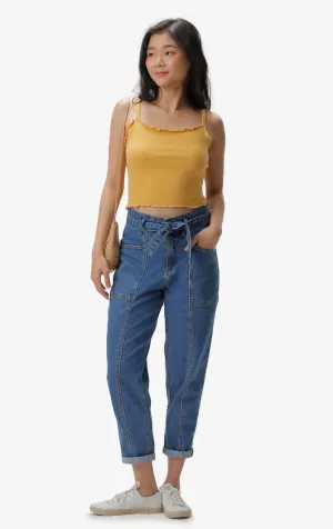LETTUCE-EDGE CROPPED TANK TOP