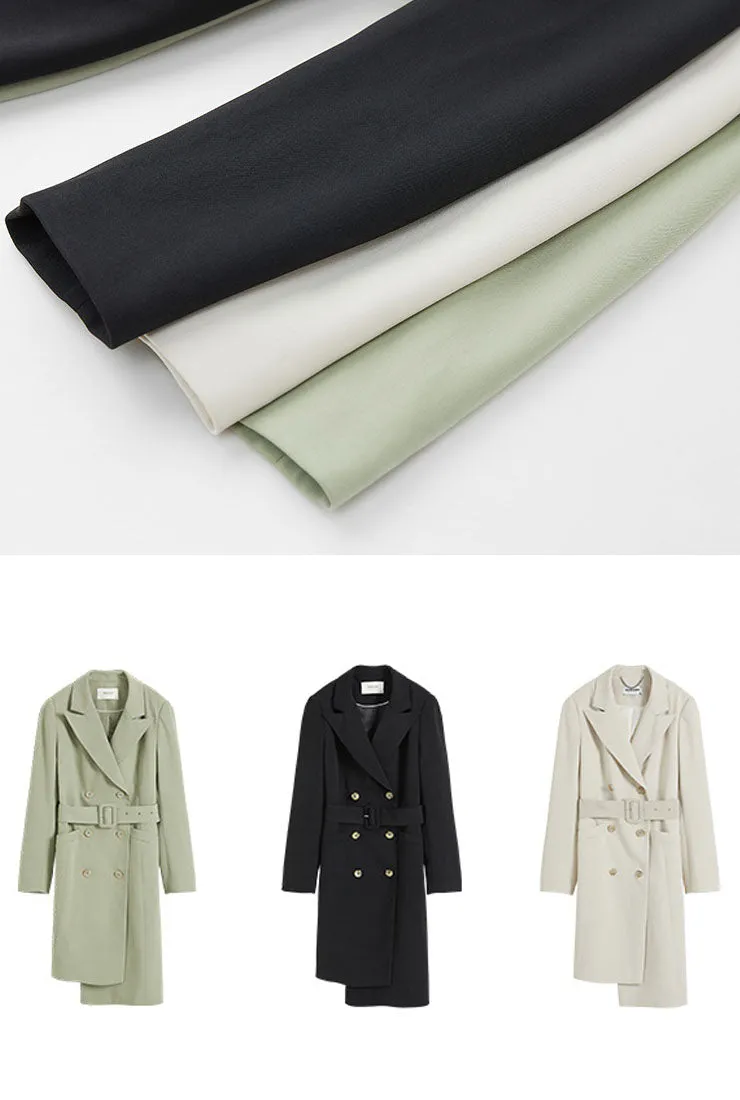 Long Sleeve Irregular Lapel Midi Dress