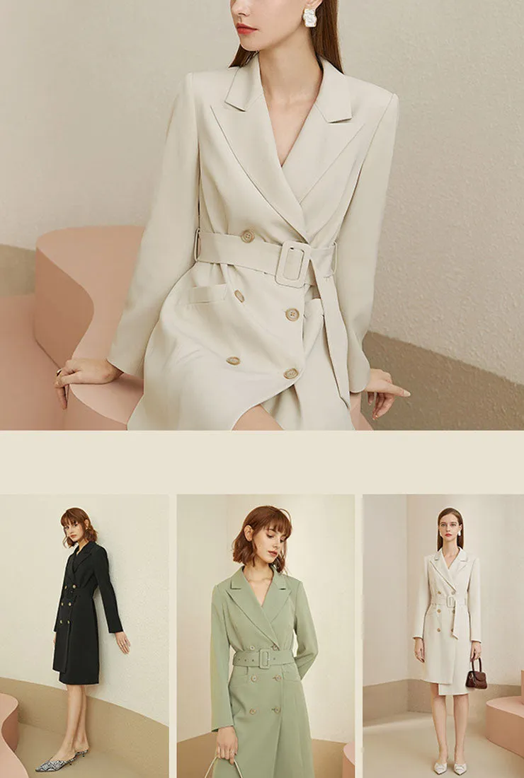 Long Sleeve Irregular Lapel Midi Dress