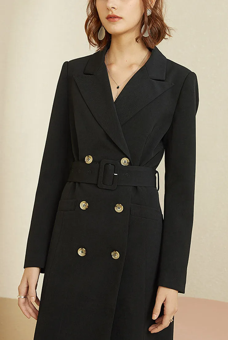 Long Sleeve Irregular Lapel Midi Dress