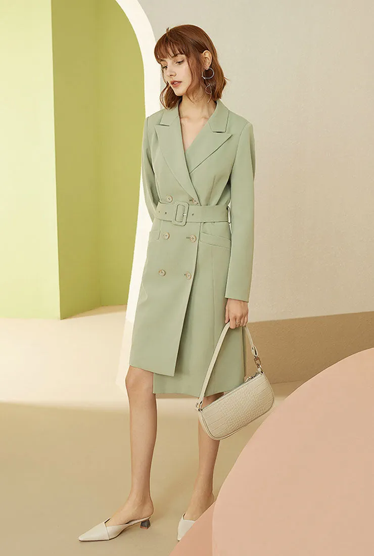Long Sleeve Irregular Lapel Midi Dress